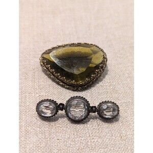 19th C. Victorian And Vintage Rhinestone Brooches (2)
